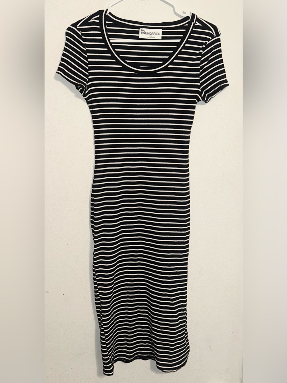 No Boundaries Black & White Striped Dress